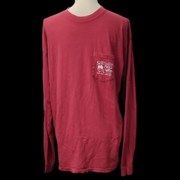 Southern Fried Cotton Men's Red Long Sleeve Shirt - Picture 1 of 5